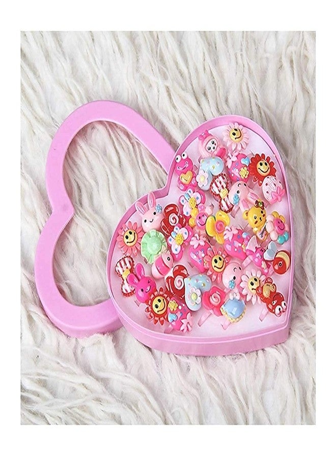 BAKEFY- 36 piece ring Kids Girls Adjustable Hand Finger Ring In Heart Shape Box- Pack Of 36 - Image 5